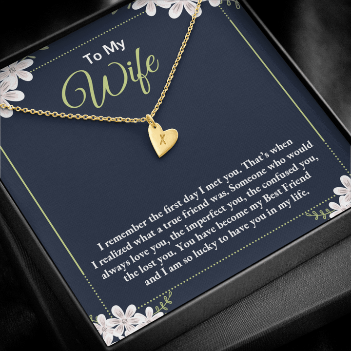 to my wife - i remember the first day i met you 2 Silver Necklace 1heart