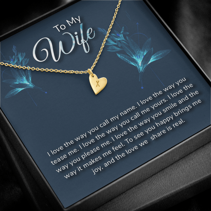 To my wife-I love the way Silver Necklace 1heart