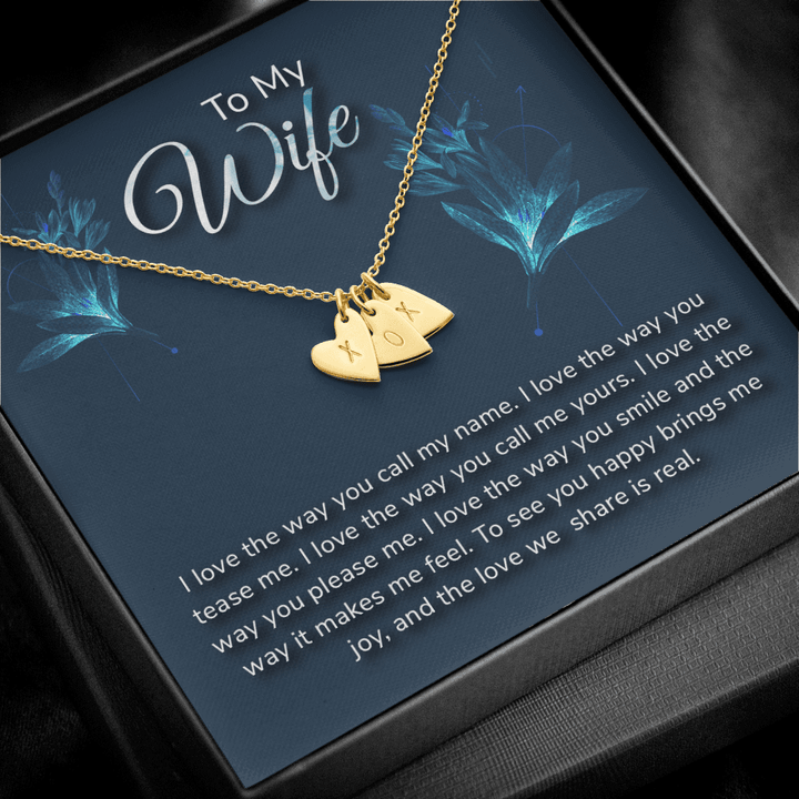 To my wife-I love the way Silver Necklace 1heart