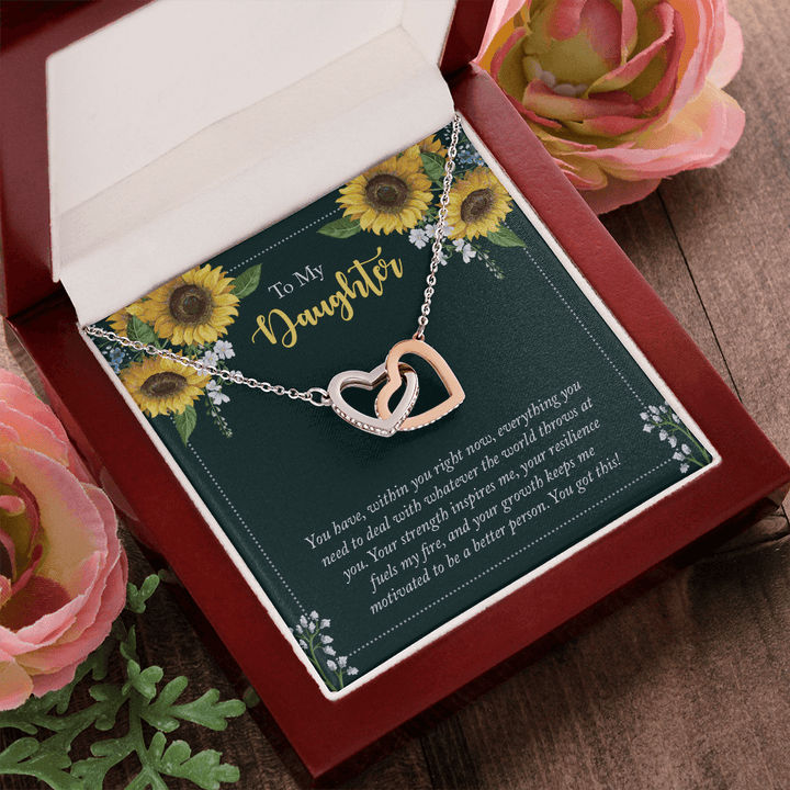 To My Daughter - you have within you right now Interlocking heart Necklace