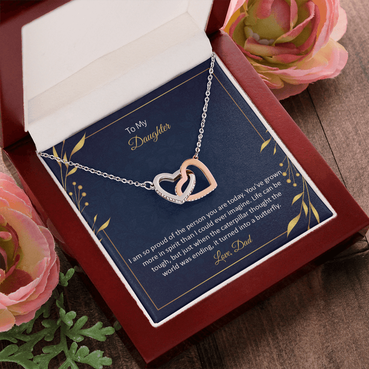 To My Daughter - I am so pround of the person you are today Interlocking heart Necklace