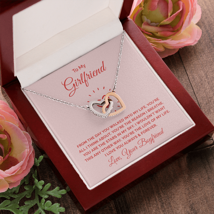 To My Girlfriend - From the day you walked into my life Interlocking heart Necklace
