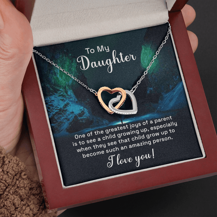 To my daughter - one of the greatest joys of a parent Interlocking heart Necklace