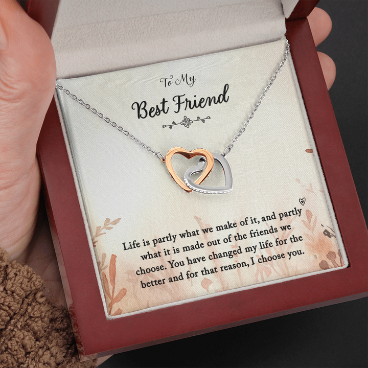 To my Best Friend-Life is partly (1) Interlocking heart Necklace