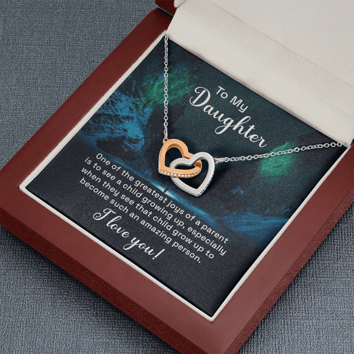 To my daughter - one of the greatest joys of a parent Interlocking heart Necklace