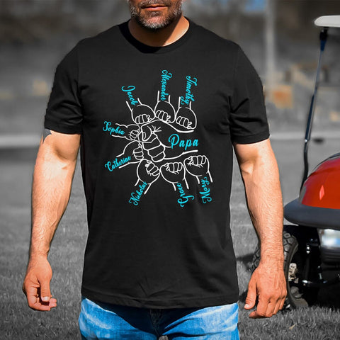 Papa with Kids/Grandkids Hand - Men's T-Shirt (Customized your kids Name and Nick Name)
