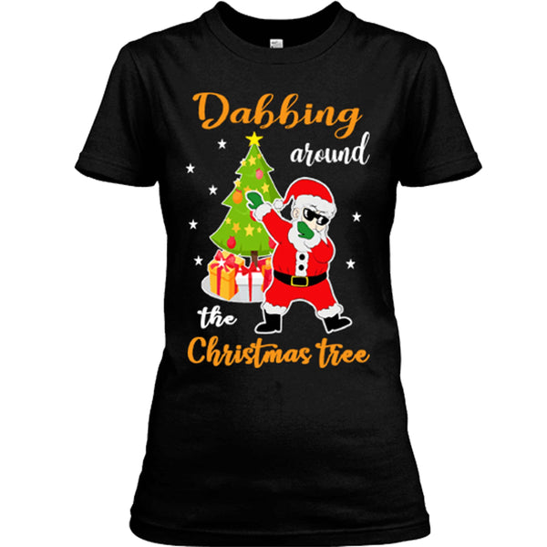 "DABBING AROUND THE CHRISTMAS TREE" (UNISEX T-SHIRT) - BLACK
