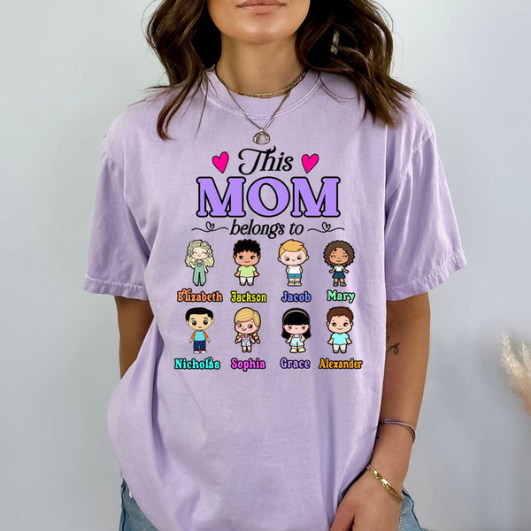 This Mom Belongs to New Design - (Customized your Kids Name With Character) Bella Canvas