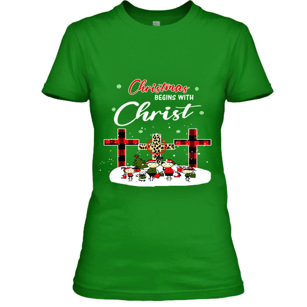 "CHRISTMAS BEGINS WITH CHRIST"- T-SHIRT,HOODIE AND SWEAT-SHIRT.