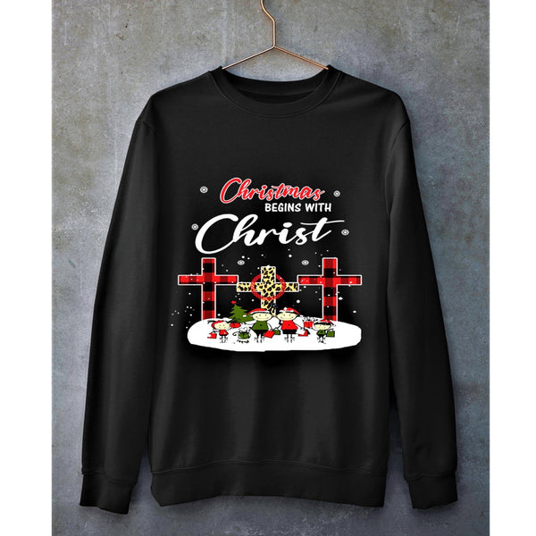 "CHRISTMAS BEGINS WITH CHRIST"- T-SHIRT,HOODIE AND SWEAT-SHIRT.