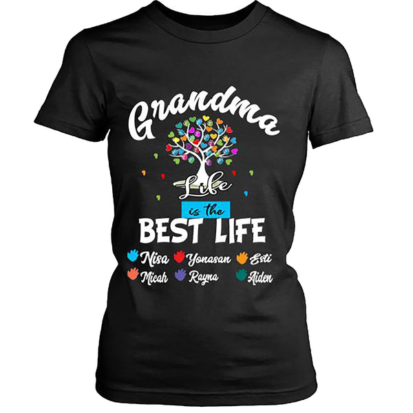 "Grandma Life Is The Best Life",Customized Your Grandkids Or kids Name.