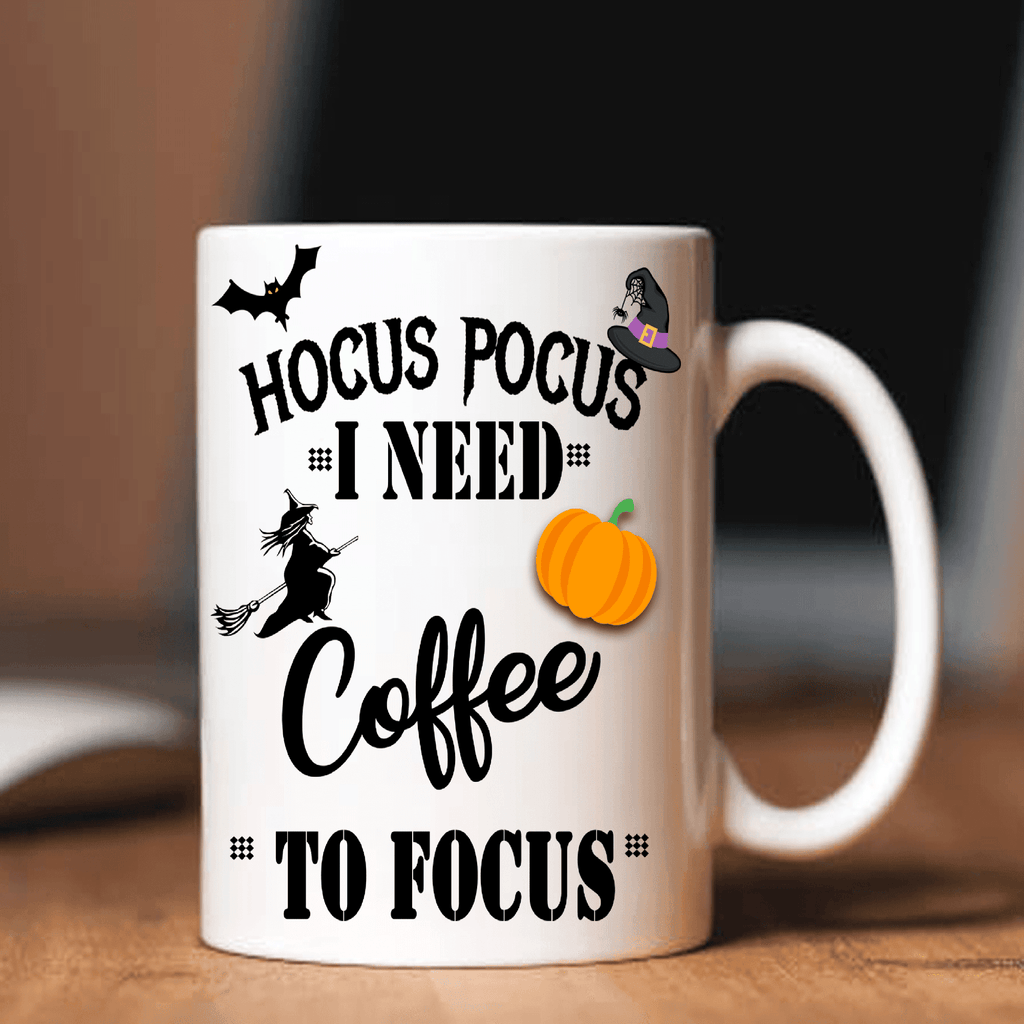 "HOCUS POCUS I NEED COFFEE TO FOCUS" MUG HALLOWEEN SPECIAL(FLAT SHIPPING)
