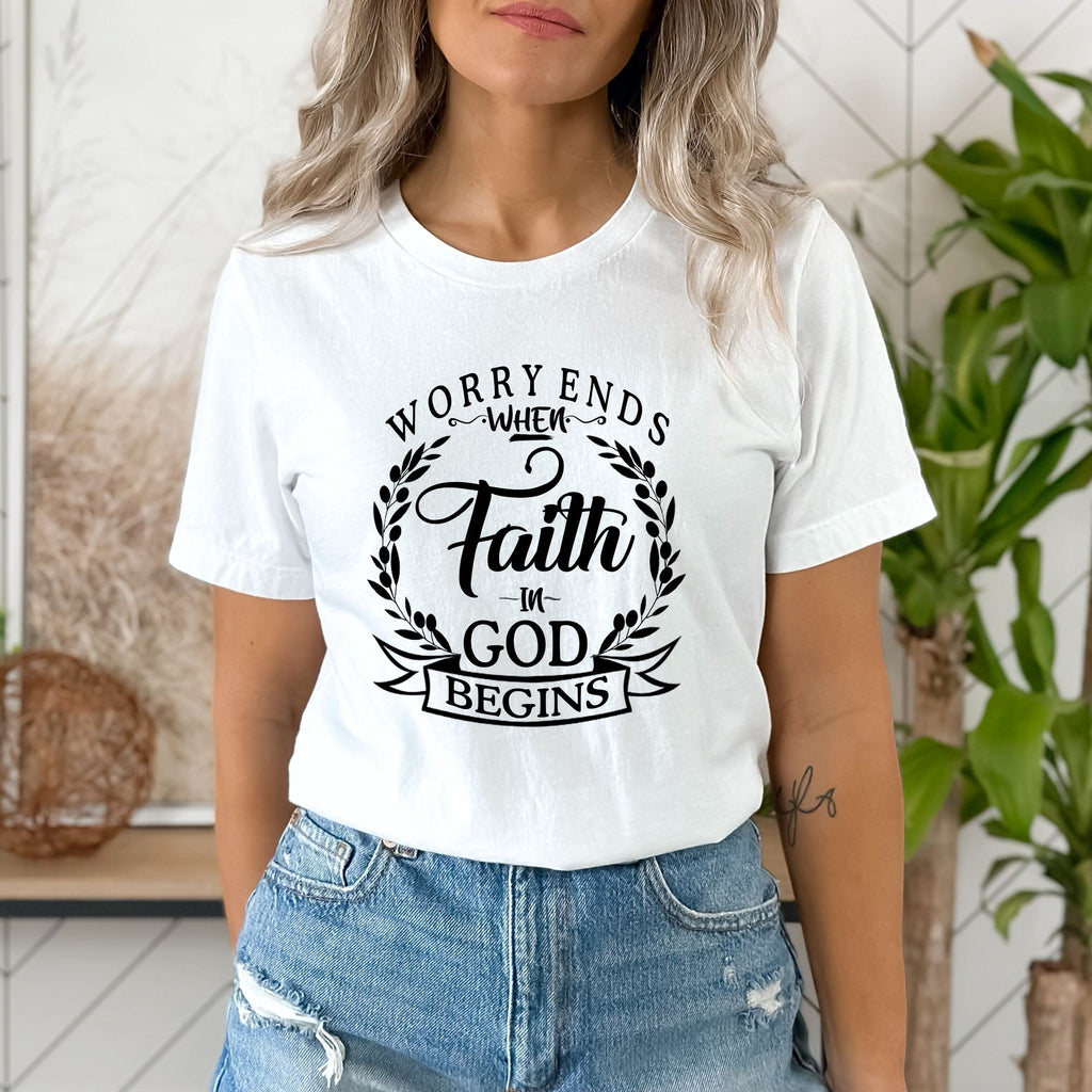"WORRY ENDS WHEN FAITH IN GOD BEGINS".