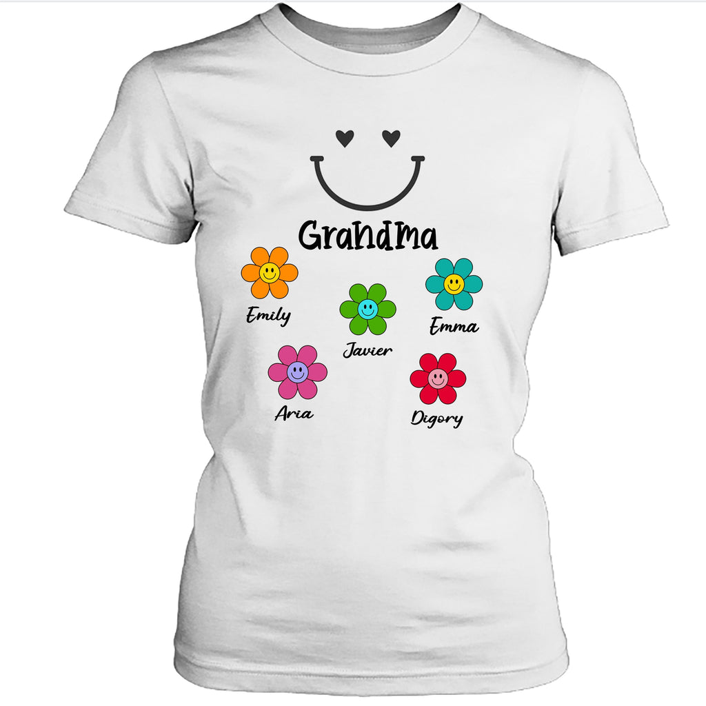 Grandma Smile Face Colorful - Customized Your Kids Name