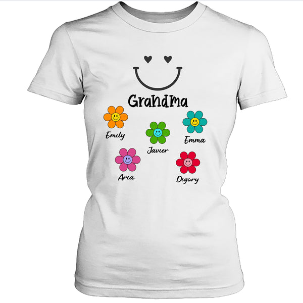 Grandma Smile Face Colorful - Customized Your Kids Name