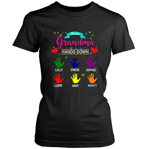 "BEST GRANDMA HANDS DOWN" Customized Your Grandkids Or kids Name.