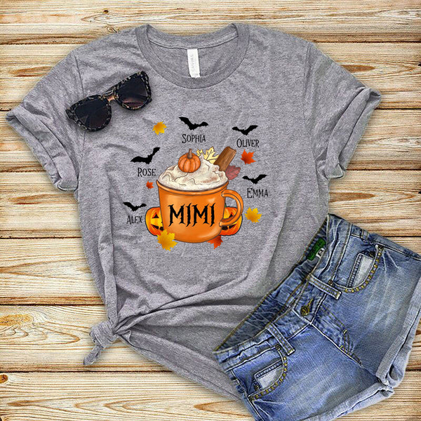 Halloween Latte With Kids Name - T-Shirt