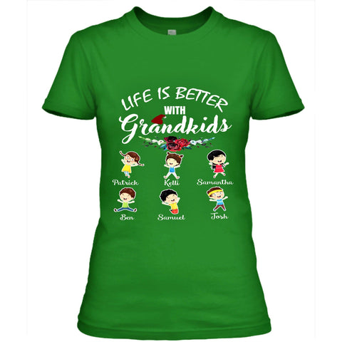 "LIFE IS BETTER WITH GRANDKIDS", CUSTOMIZED YOUR GRANDKIDS NAME.