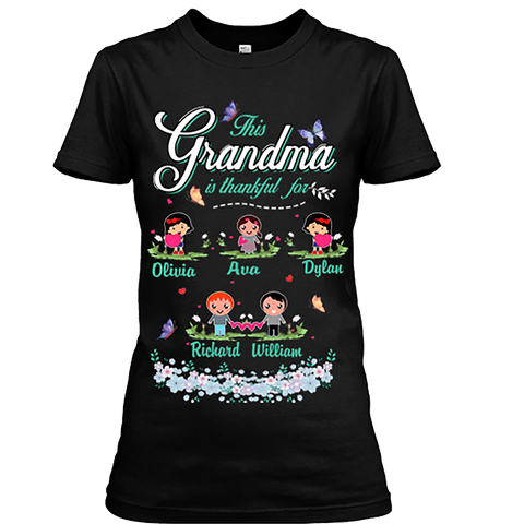 " This Grandma Is Thankful For.... ", Special Tee For Thanks Giving