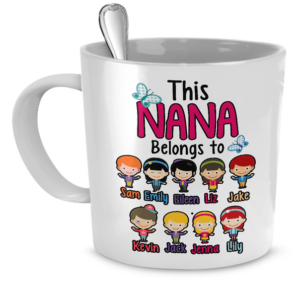 "Coffee with Grandkids" Custom "NANA Belongs to" Mug