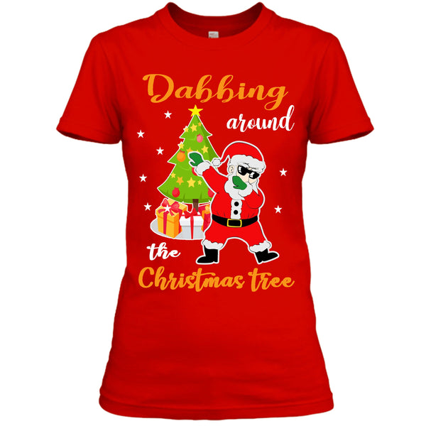 "DABBING AROUND THE CHRISTMAS TREE" (UNISEX T-SHIRT) - RED