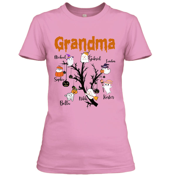 "Grandma's Tree Ghosts.."-Customized Your kids/Grandkids Name On Your T-shirt.