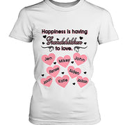 "Happiness is Having Grandchildren to love", Customized Your Grandkids Names.