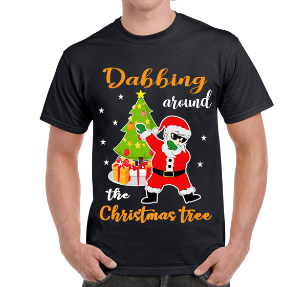 "DABBING AROUND THE CHRISTMAS TREE" (UNISEX T-SHIRT) - BLACK