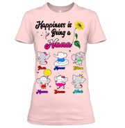 Happiness Is Being A Nana, Custom shirt with grandkids name Get Cute Elephant Characters.
