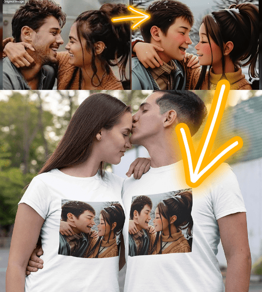 "Valentine Special Couple T-shirts" Cartoonize Your Memories
