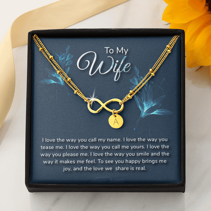 To my wife-I love the way Gold Infinity Bracelet +1 charm