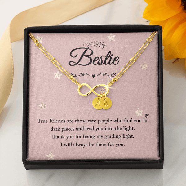 To my bestie-True Friends are those Gold Infinity Bracelet +1 charm