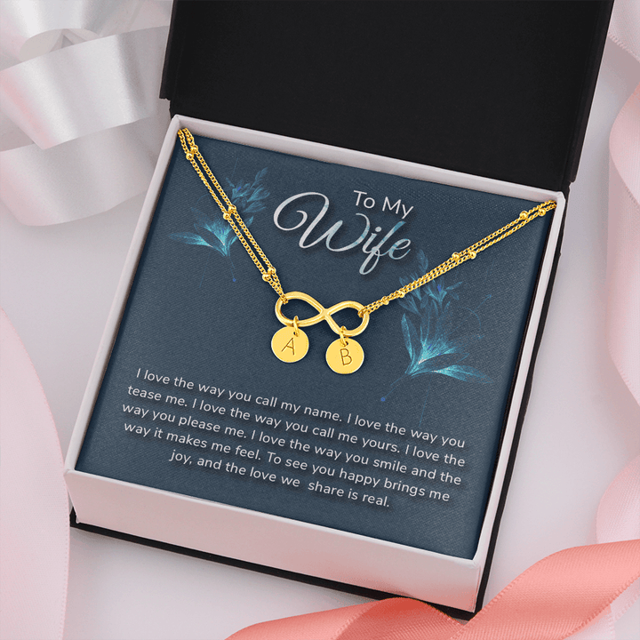 To my wife-I love the way Gold Infinity Bracelet +1 charm