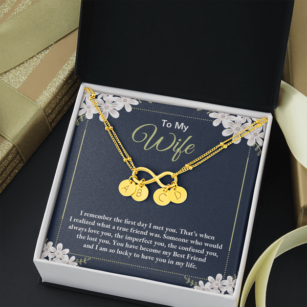 to my wife - i remember the first day i met you 2 Gold Infinity Bracelet +1 charm