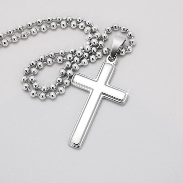 to my wife - i remember the first day i met you 2 Personalized Cross Necklace (ball Chain)