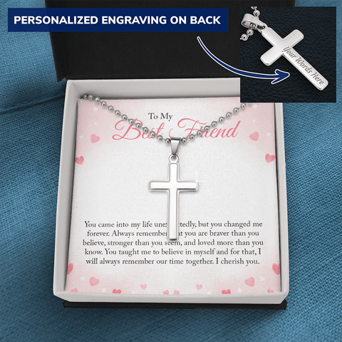 To my Bestie you came into my life unexpectedly 2 Personalized Cross Necklace (ball Chain)
