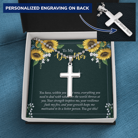 To My Daughter - you have within you right now Personalized Cross Necklace (ball Chain)