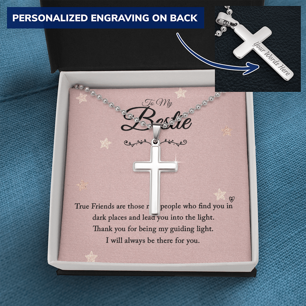 To my bestie-True Friends are those Personalized Cross Necklace (ball Chain)