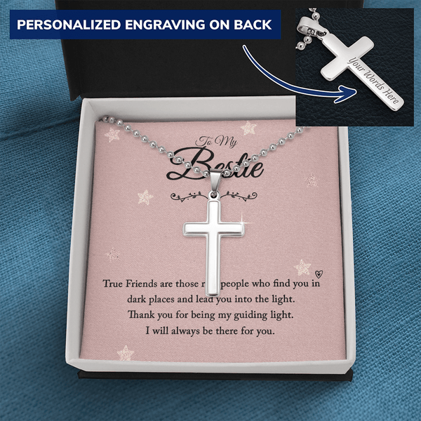 To my bestie-True Friends are those Personalized Cross Necklace (ball Chain)