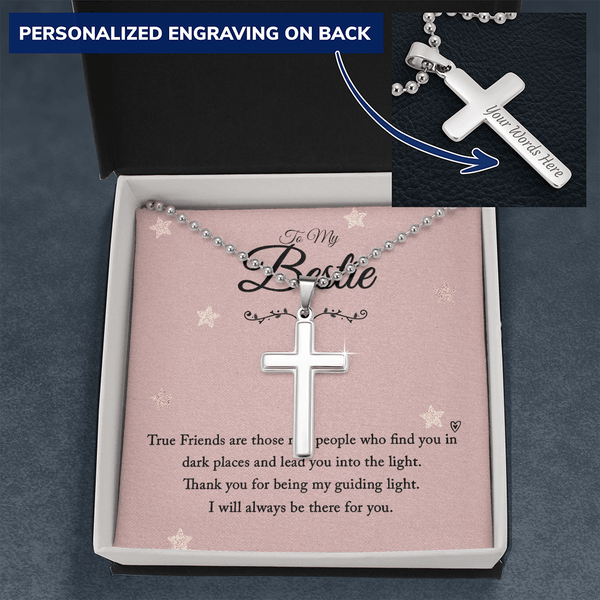 To my bestie-True Friends are those Personalized Cross Necklace (ball Chain)