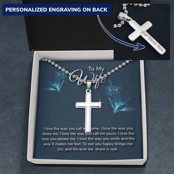 To my wife-I love the way Personalized Cross Necklace (ball Chain)