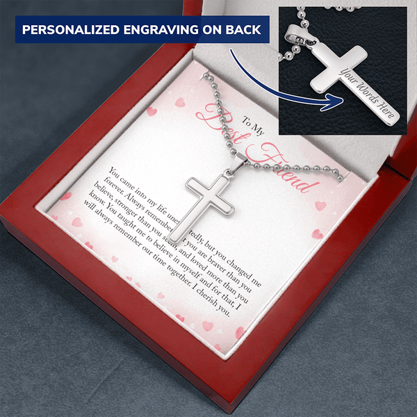 To my Bestie you came into my life unexpectedly 2 Personalized Cross Necklace (ball Chain)