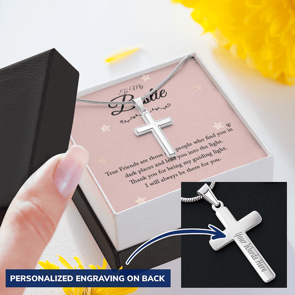 To my bestie-True Friends are those Personalize Cross Necklace
