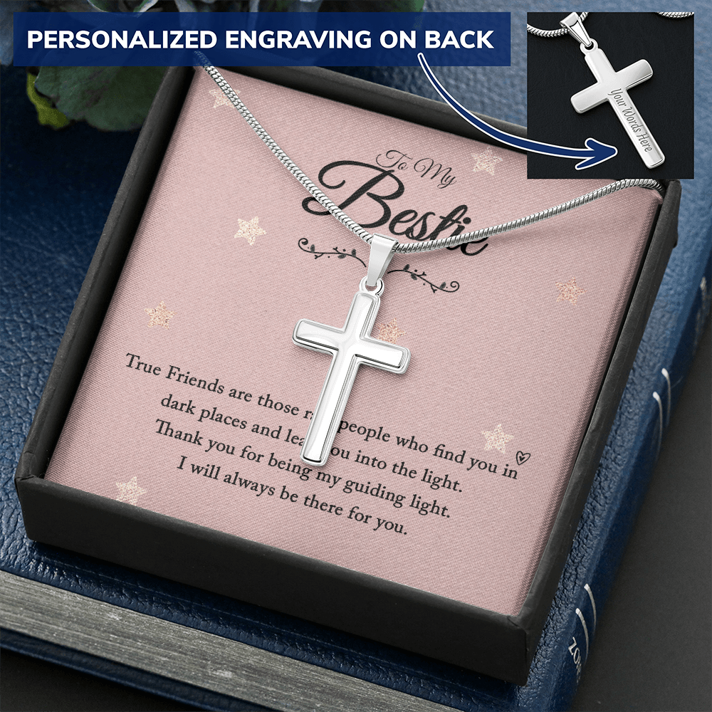 To my bestie-True Friends are those Personalize Cross Necklace