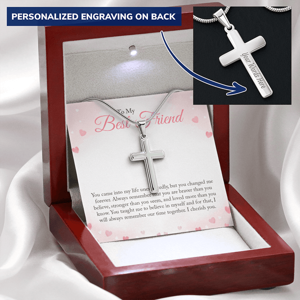 To my Bestie you came into my life unexpectedly 2 Personalize Cross Necklace