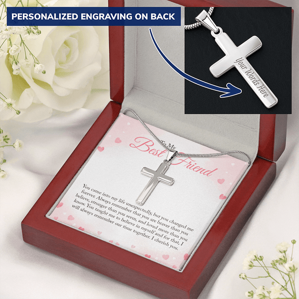 To my Bestie you came into my life unexpectedly 2 Personalize Cross Necklace