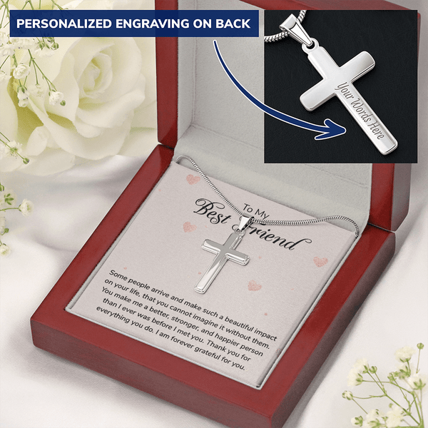 To my Best Friend-Some people arrive Personalize Cross Necklace