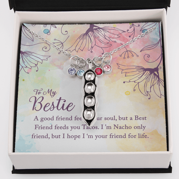 To my Bestie-A good friend feeds your soul Peas in POD Necklace