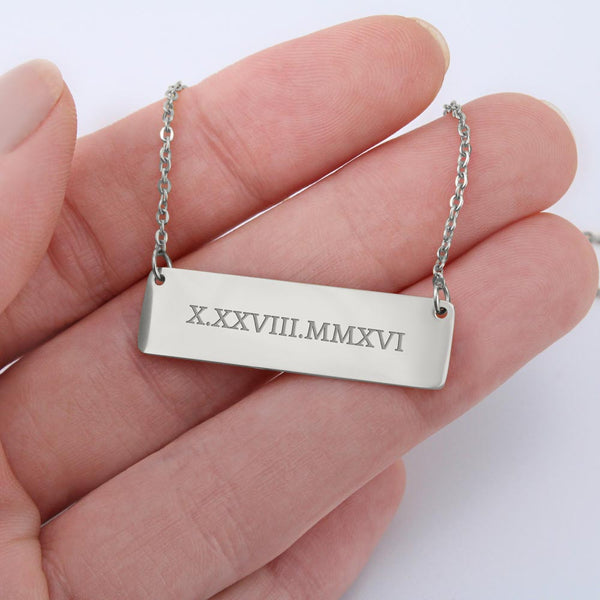 To my forever friend - We're always together Horizontal bar pendent - Roman Numbers