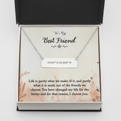 To my Best Friend-Life is partly (1) Coordinate Horizontal Bar Pendent